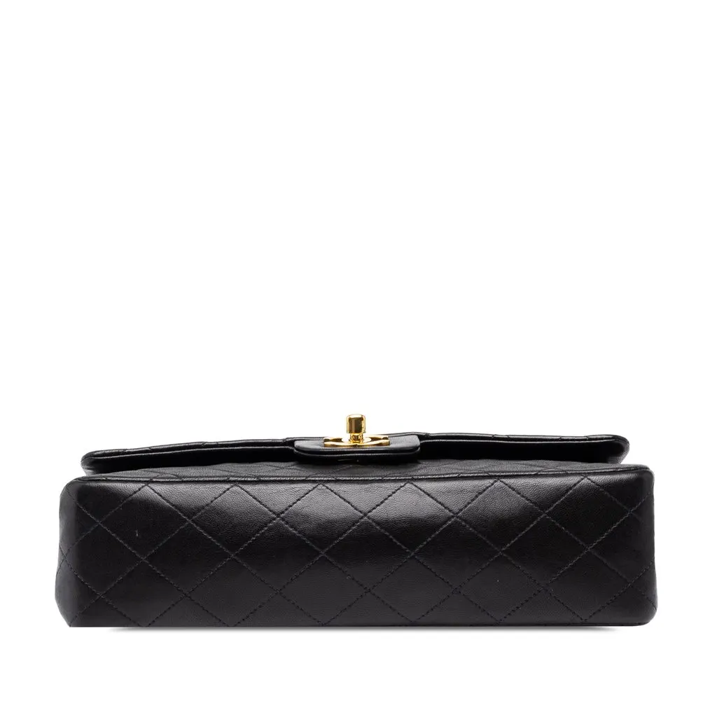 Chanel Medium Classic Lambskin Double Flap Black Leather Good - Inside View