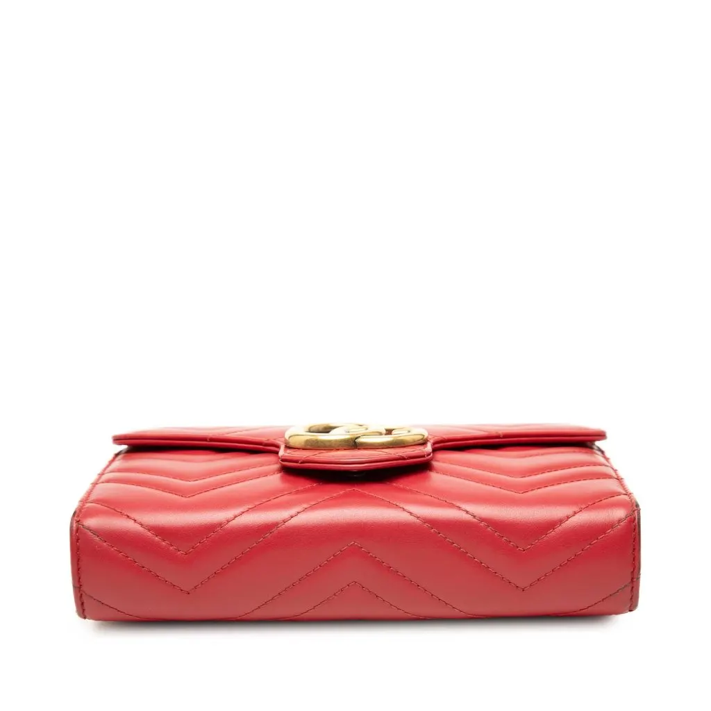 Gucci GG Marmont Matelasse Calfskin Wallet On Chain Red Leather Good - Inside View
