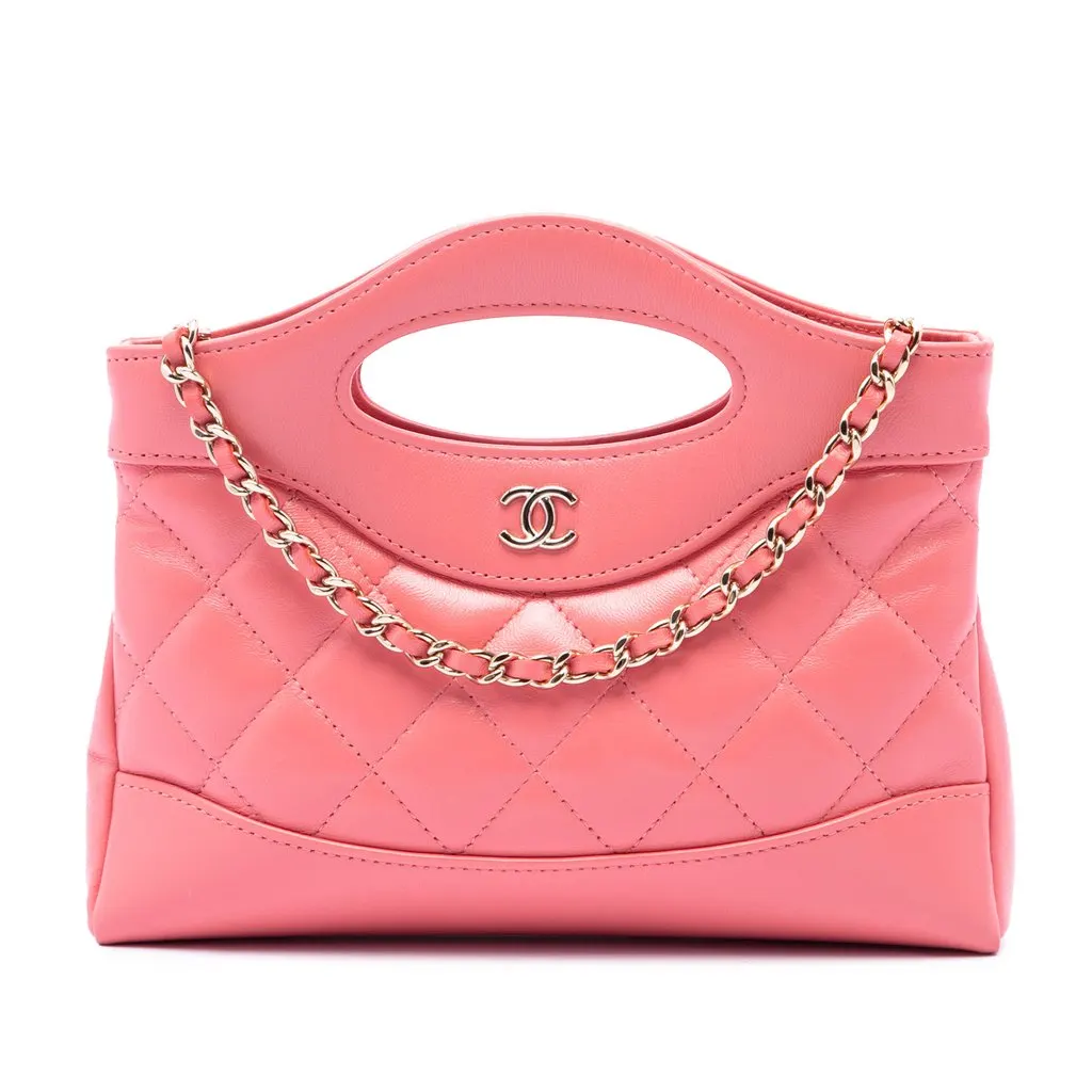 Chanel Nano Quilted Lambskin 31 Shopping Bag Pink Leather Very good - Front View