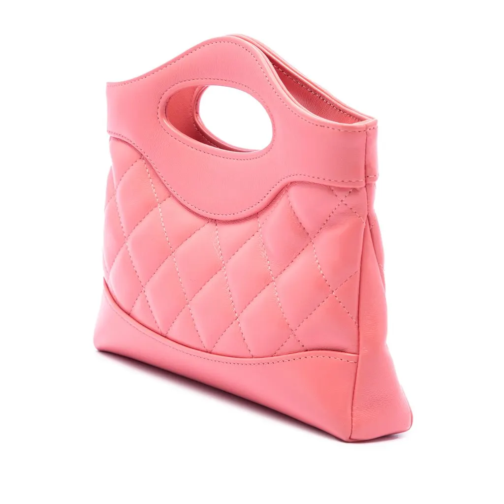 Chanel Nano Quilted Lambskin 31 Shopping Bag Pink Leather Very good - Back View
