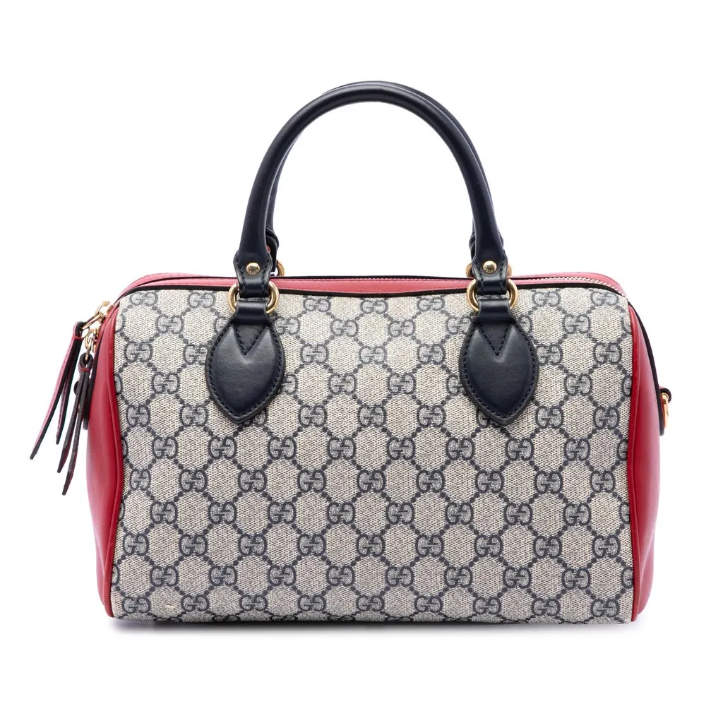 Gucci Small GG Supreme Boston Bag Beige Canvas Good - Front View