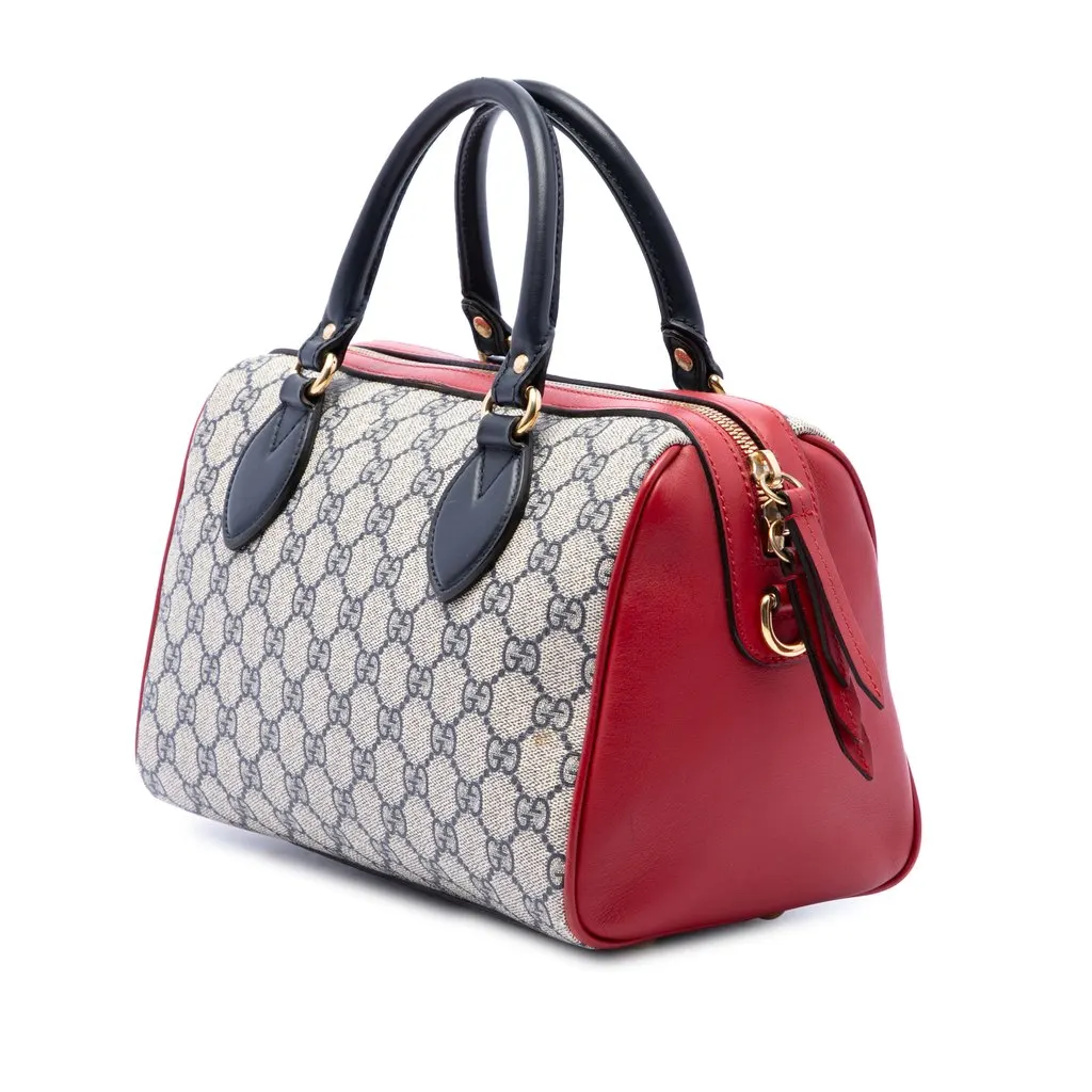 Gucci Small GG Supreme Boston Bag Beige Canvas Good - Back View