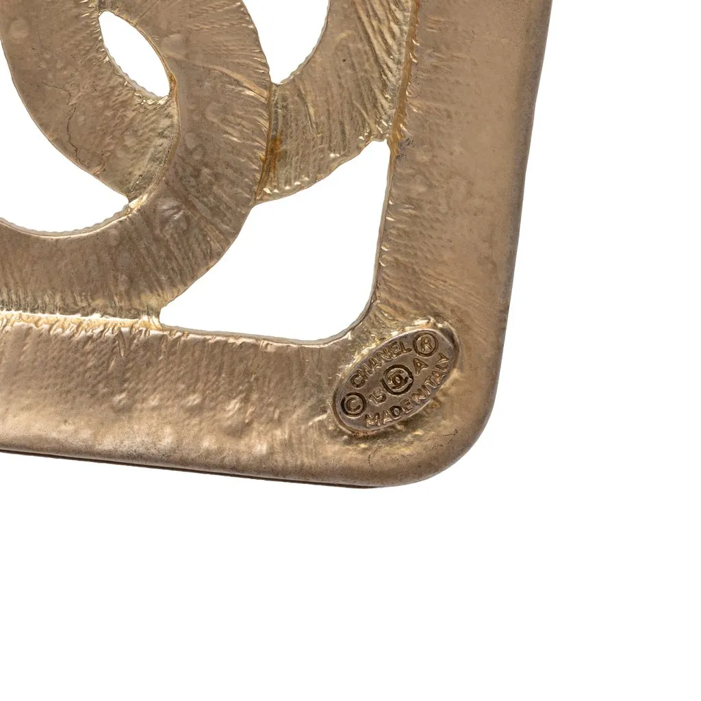Chanel CC Gold Plated Rhombus Brooch Gold Metal Very good - Inside View