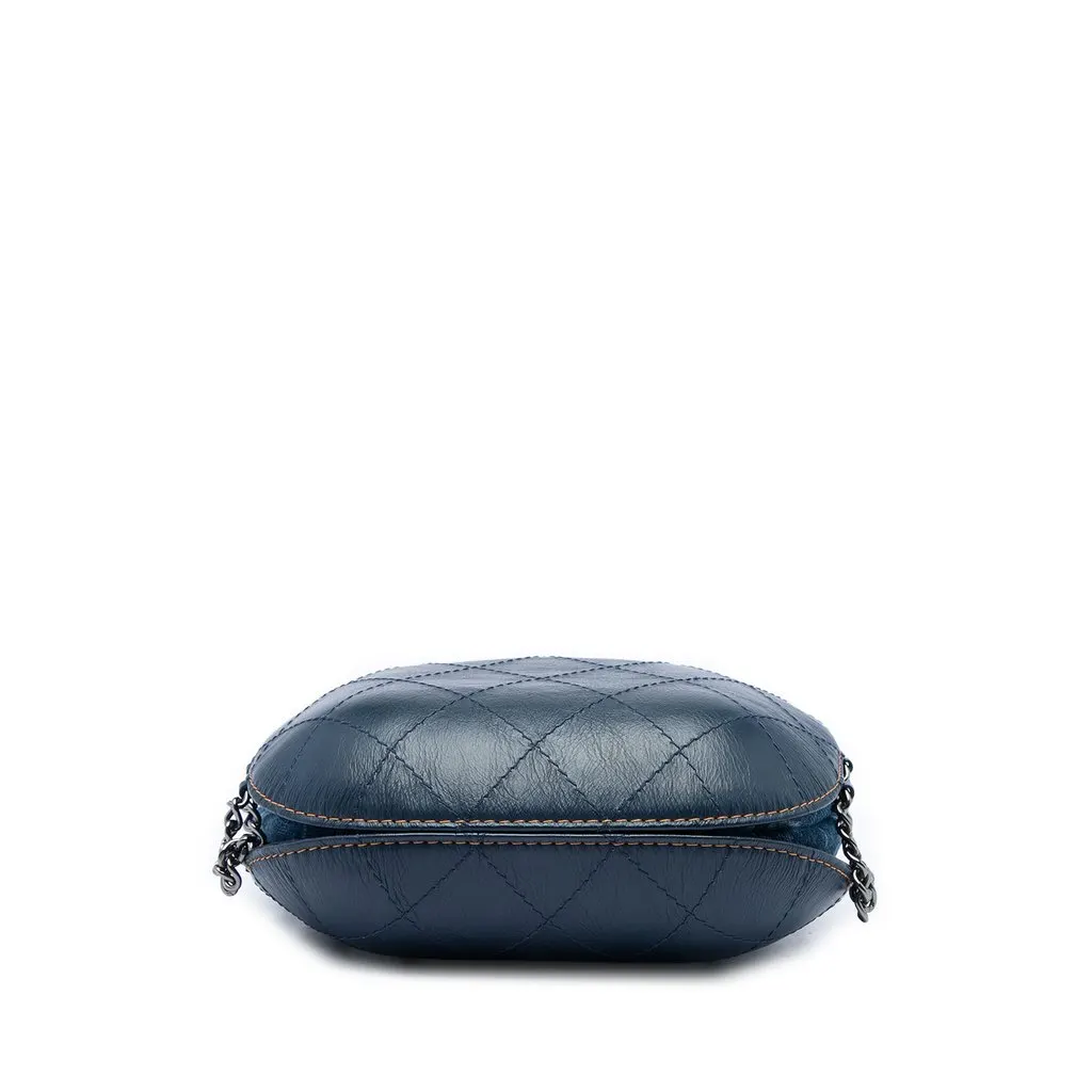 Chanel Small Printed Denim and Quilted Calfskin Gabrielle Bucket Bag Blue Denim Very good - Inside View