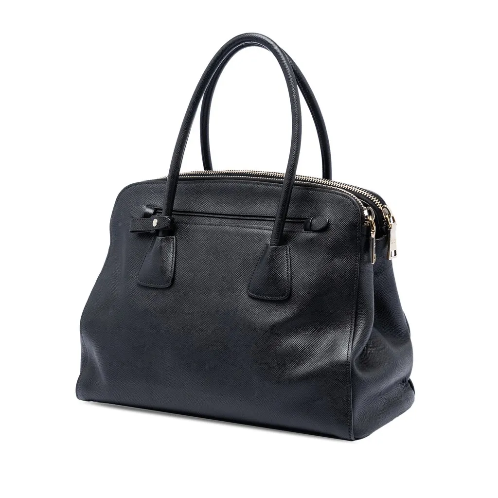 Prada Large Saffiano Cuir Double Zip Top Handle Bag Black Leather Very good - Back View