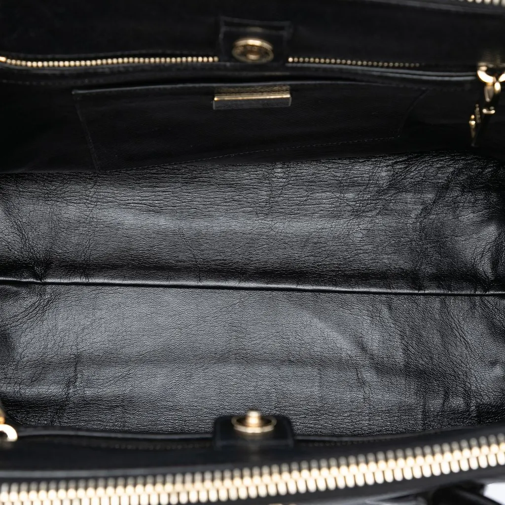 Prada Large Saffiano Cuir Double Zip Top Handle Bag Black Leather Very good - Model View
