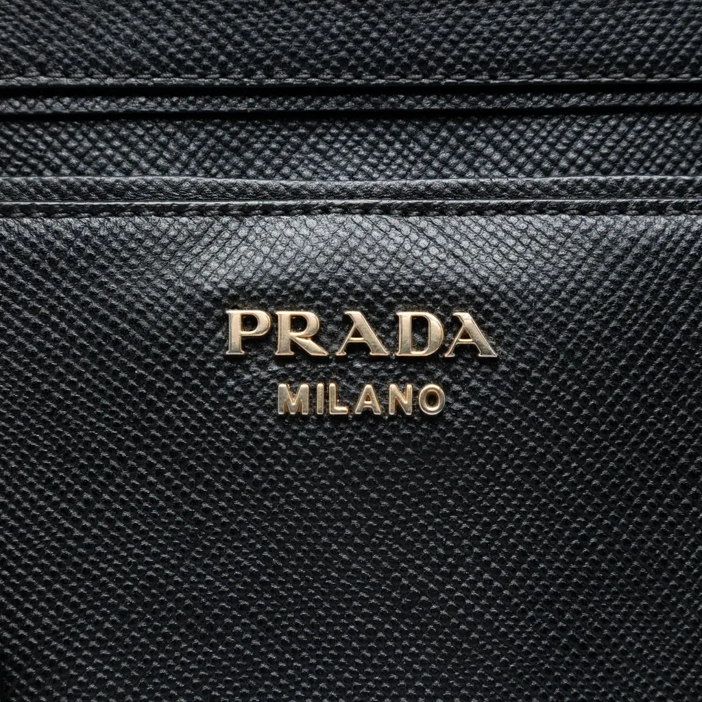 Prada Large Saffiano Cuir Double Zip Top Handle Bag Black Leather Very good - Box View