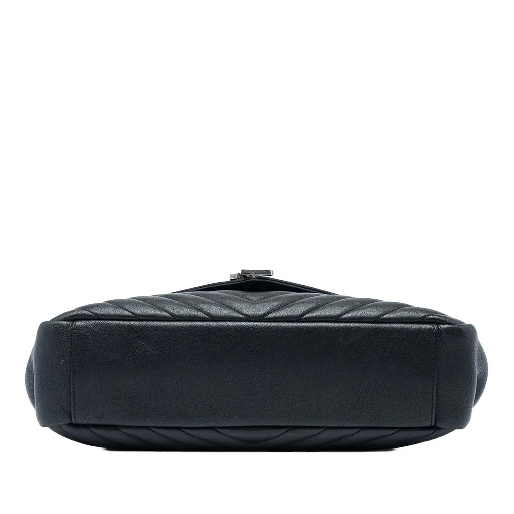 Saint Laurent Large Chevron Sheepskin Monogram College Satchel Black Leather Very good - Inside View