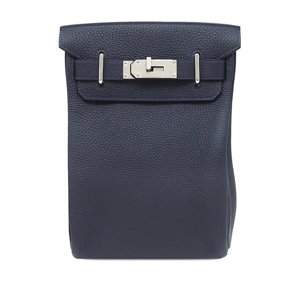 Hermès Togo Kelly Hac A Dos PM Blue Leather Very good - Front View