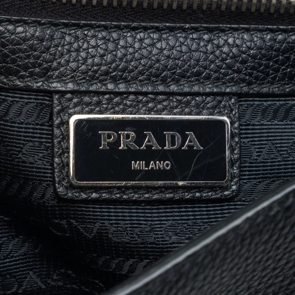 Prada Vitello Phenix Flap Crossbody Black Leather Very good - Box View