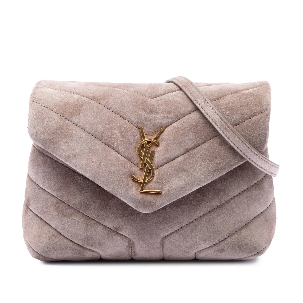 Saint Laurent Toy Matelasse Suede Monogram LouLou Crossbody Brown Leather Very good - Front View