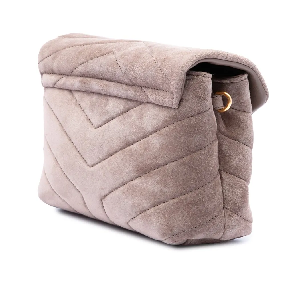 Saint Laurent Toy Matelasse Suede Monogram LouLou Crossbody Brown Leather Very good - Back View