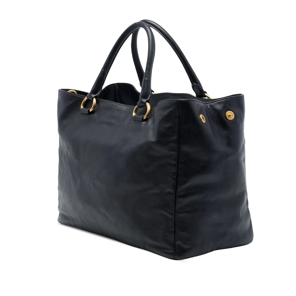 Prada Soft Calf Satchel Black Leather Very good - Back View