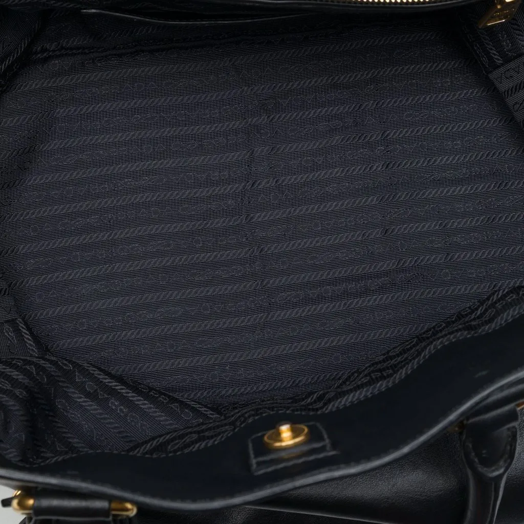 Prada Soft Calf Satchel Black Leather Very good - Model View