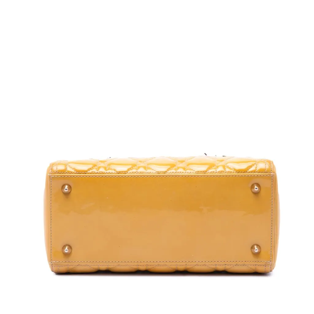 Dior Medium Patent Cannage Lady Dior Yellow Leather Very good - Inside View