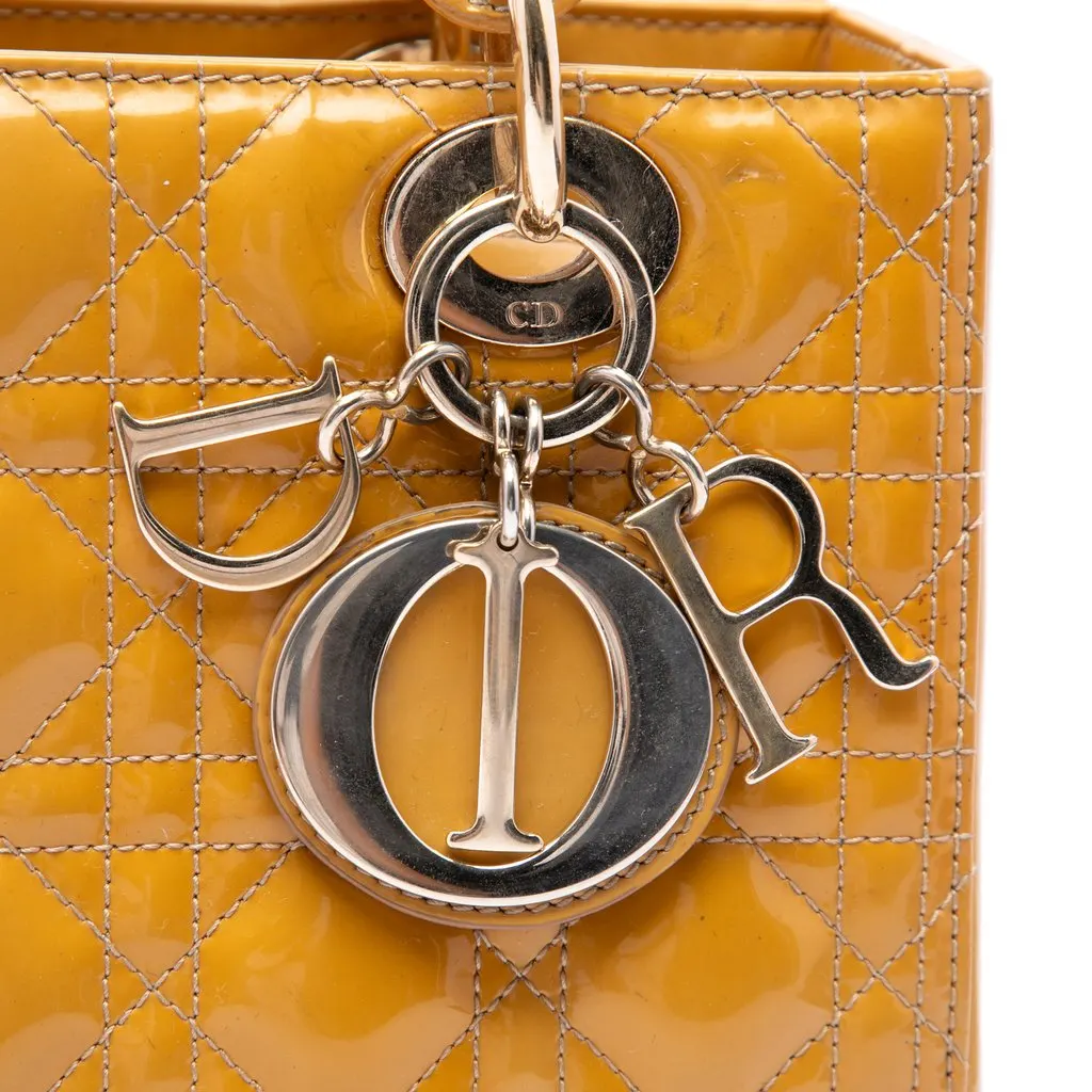 Dior Medium Patent Cannage Lady Dior Yellow Leather Very good - Box View