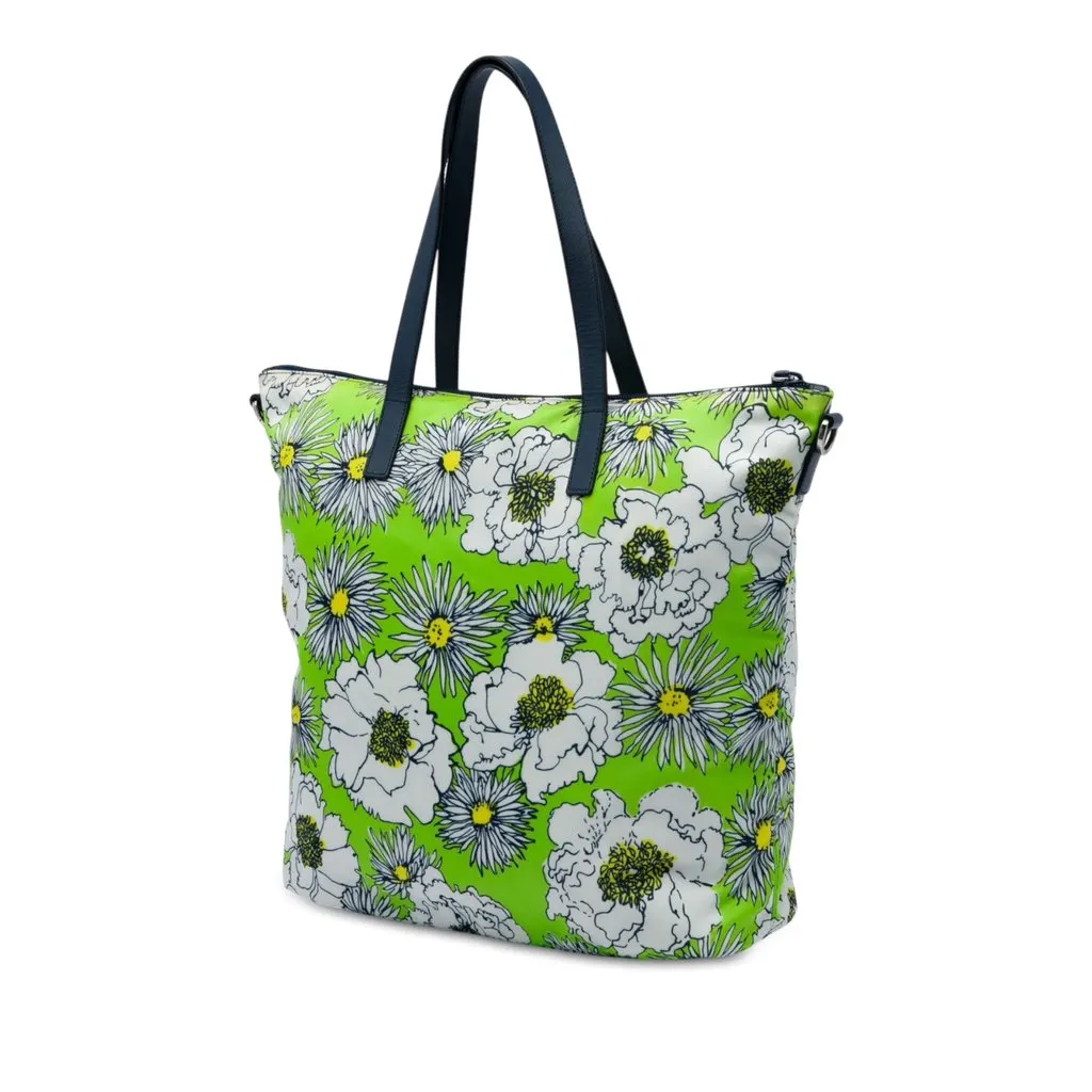 Prada Tessuto Stampato Satchel Green Polyamide Very good - Back View