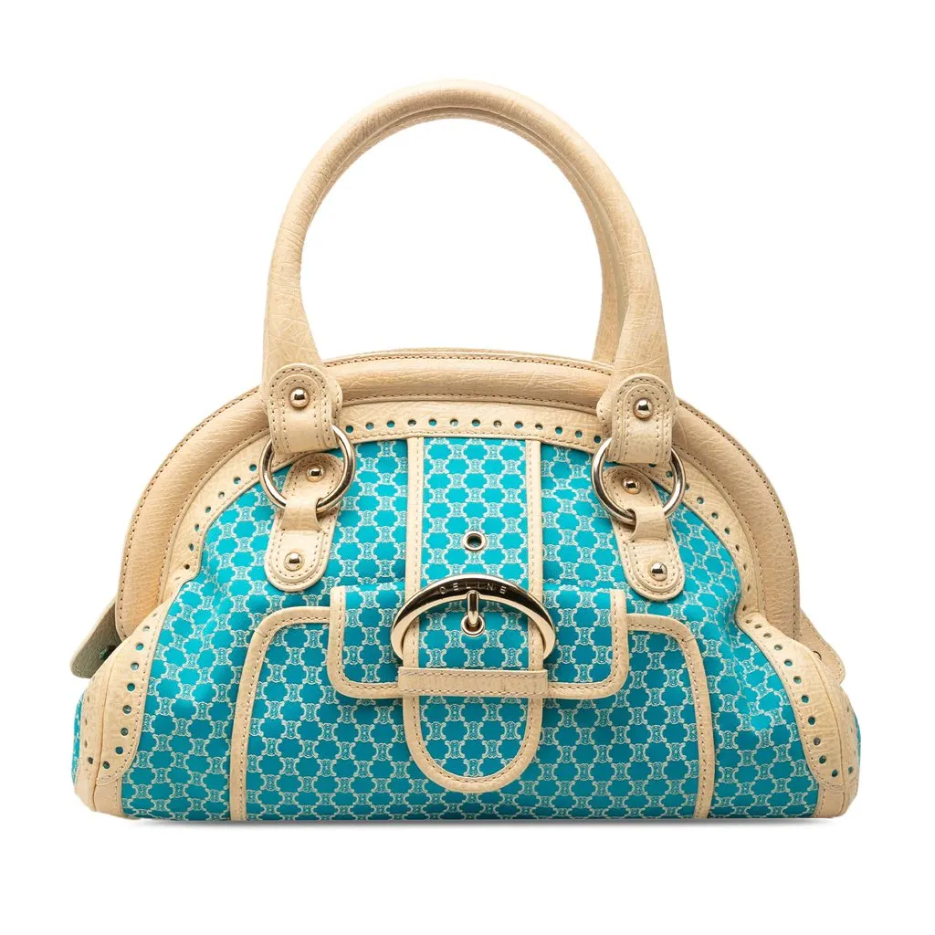 Celine Macadam Canvas Dome Handbag Blue Very good - Front View