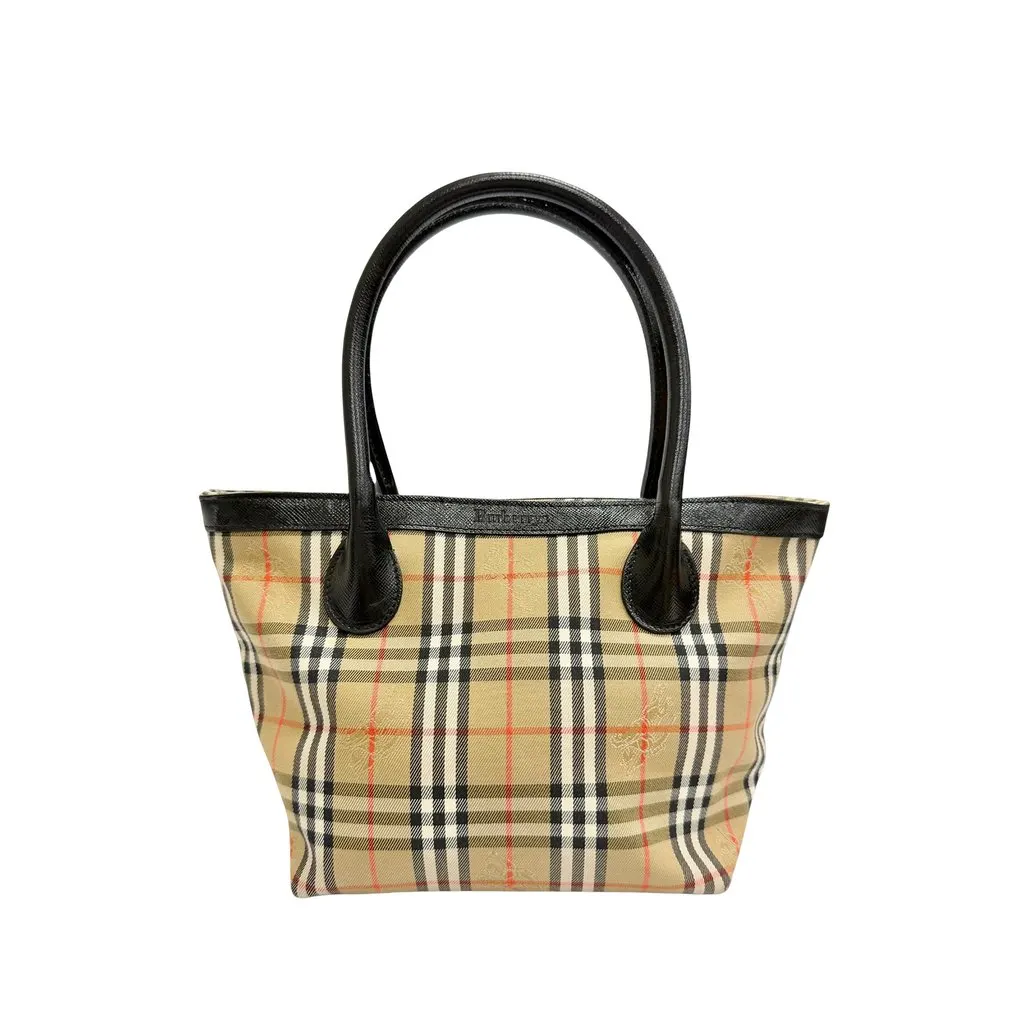 Burberry Haymarket Check Canvas Tote Beige Very good - Front View