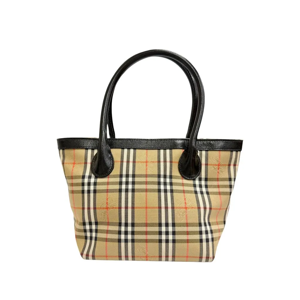 Burberry Haymarket Check Canvas Tote Beige Very good - Back View