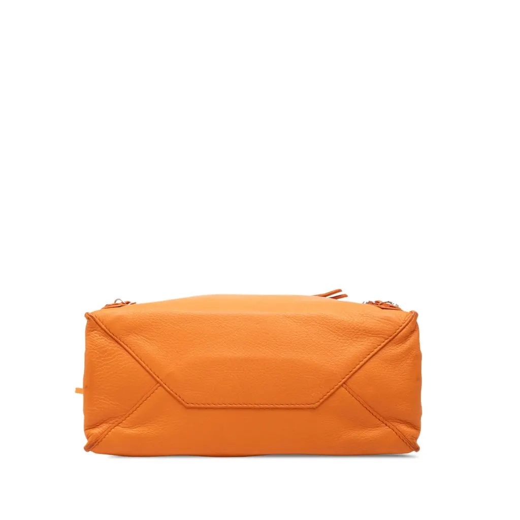 Balenciaga Mini Leather Papier A4 Zip Around Satchel Orange Leather Good - Inside View