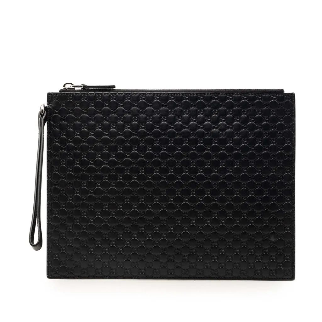 Gucci Microguccissima Clutch Black Leather Very good - Front View