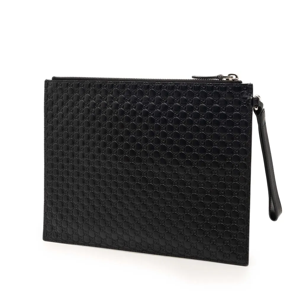 Gucci Microguccissima Clutch Black Leather Very good - Back View