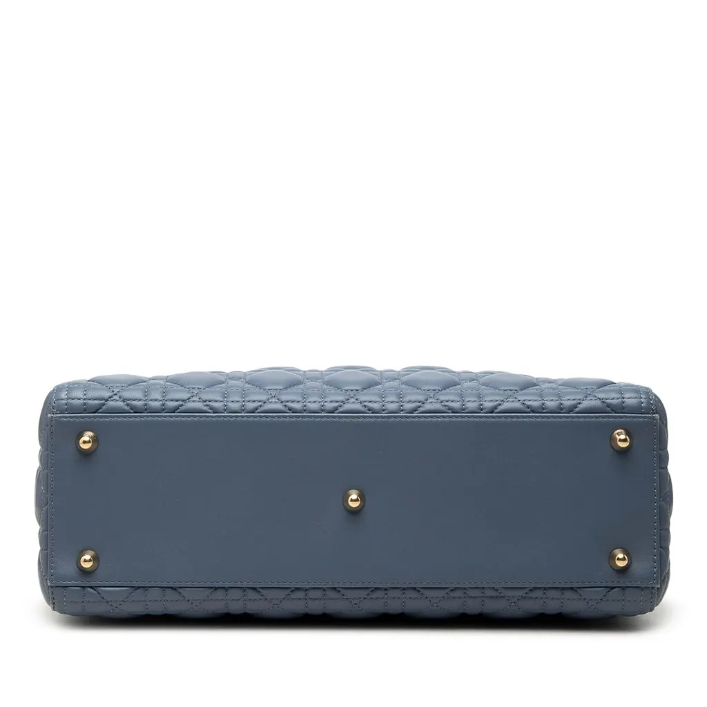Dior Large Lambskin Cannage Lady Dior Blue Leather Very good - Inside View