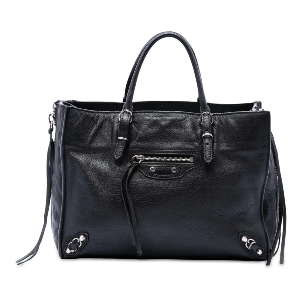 Balenciaga Mini Leather Papier A6 Zip Around Satchel Black Leather Very good - Front View