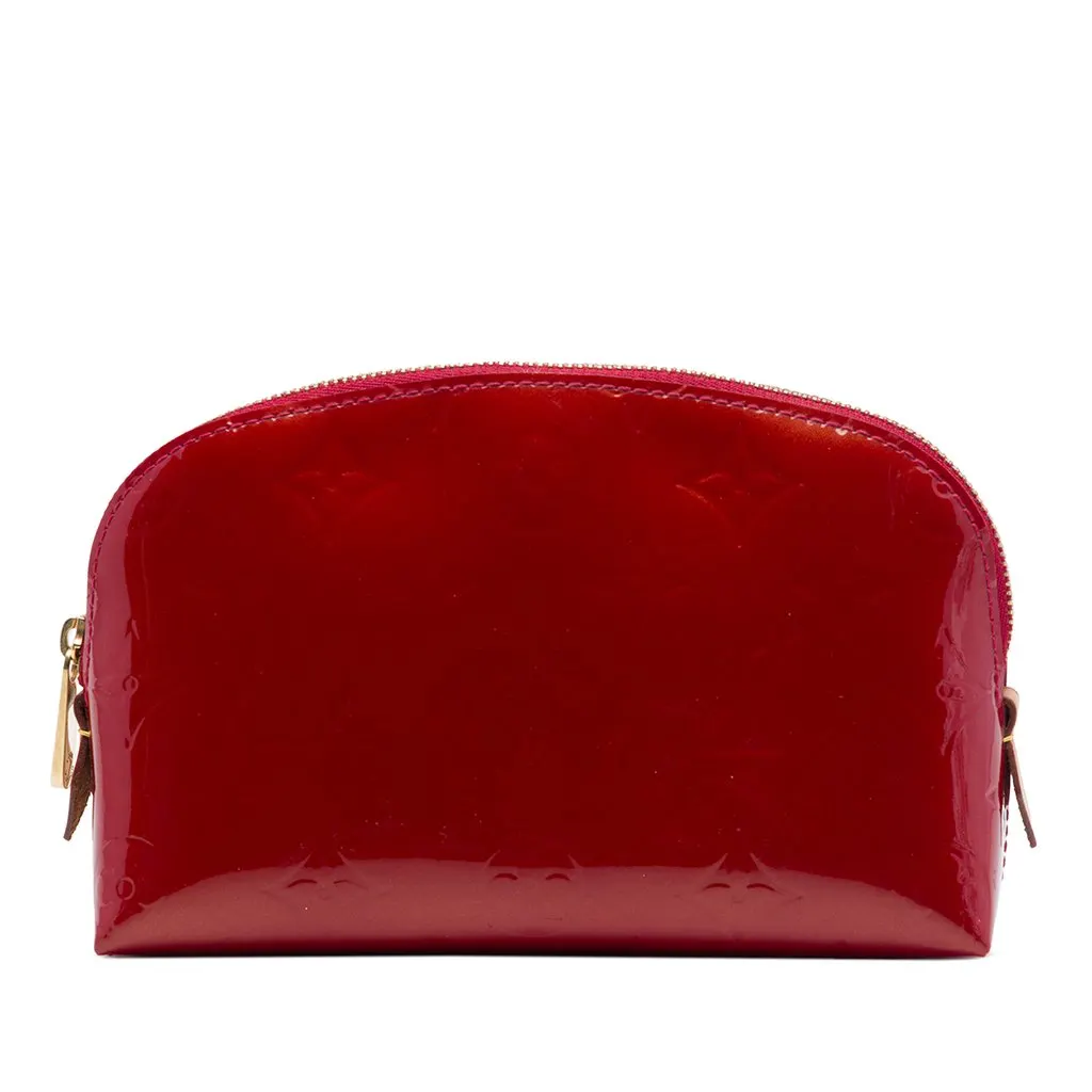 Louis Vuitton Monogram Vernis Cosmetic Pouch Red Leather Very good - Front View