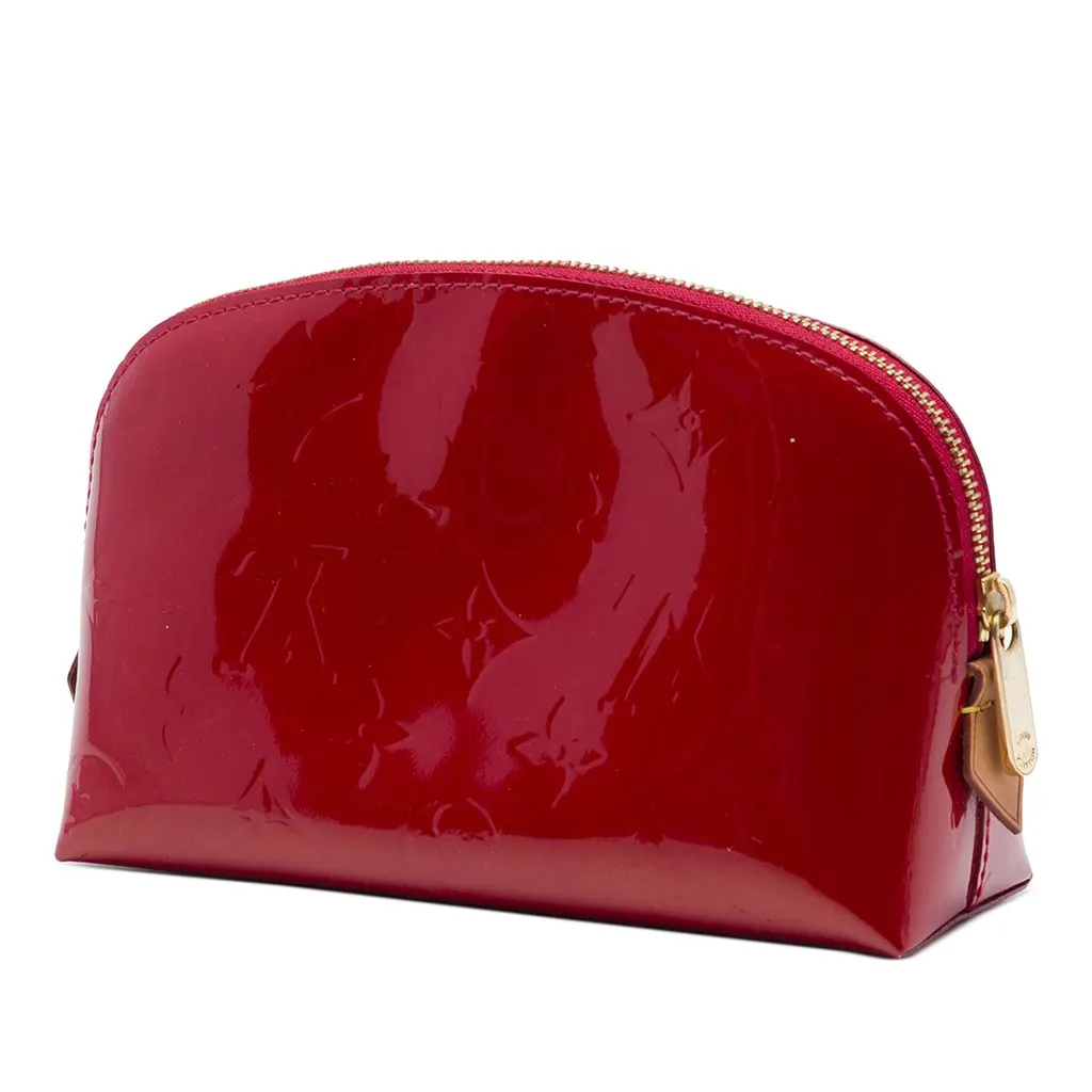 Louis Vuitton Monogram Vernis Cosmetic Pouch Red Leather Very good - Back View
