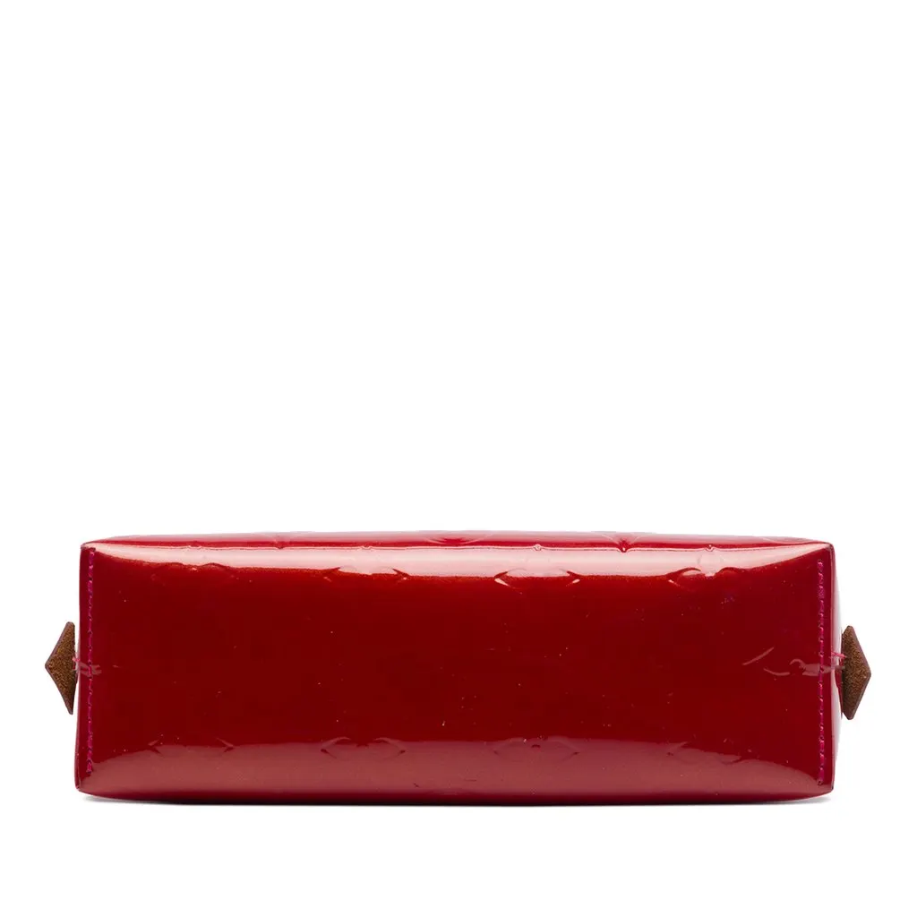 Louis Vuitton Monogram Vernis Cosmetic Pouch Red Leather Very good - Inside View