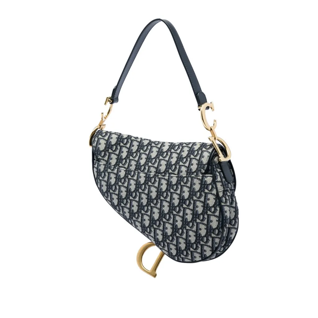 Dior Oblique Canvas Saddle Bag Blue Very good - Back View