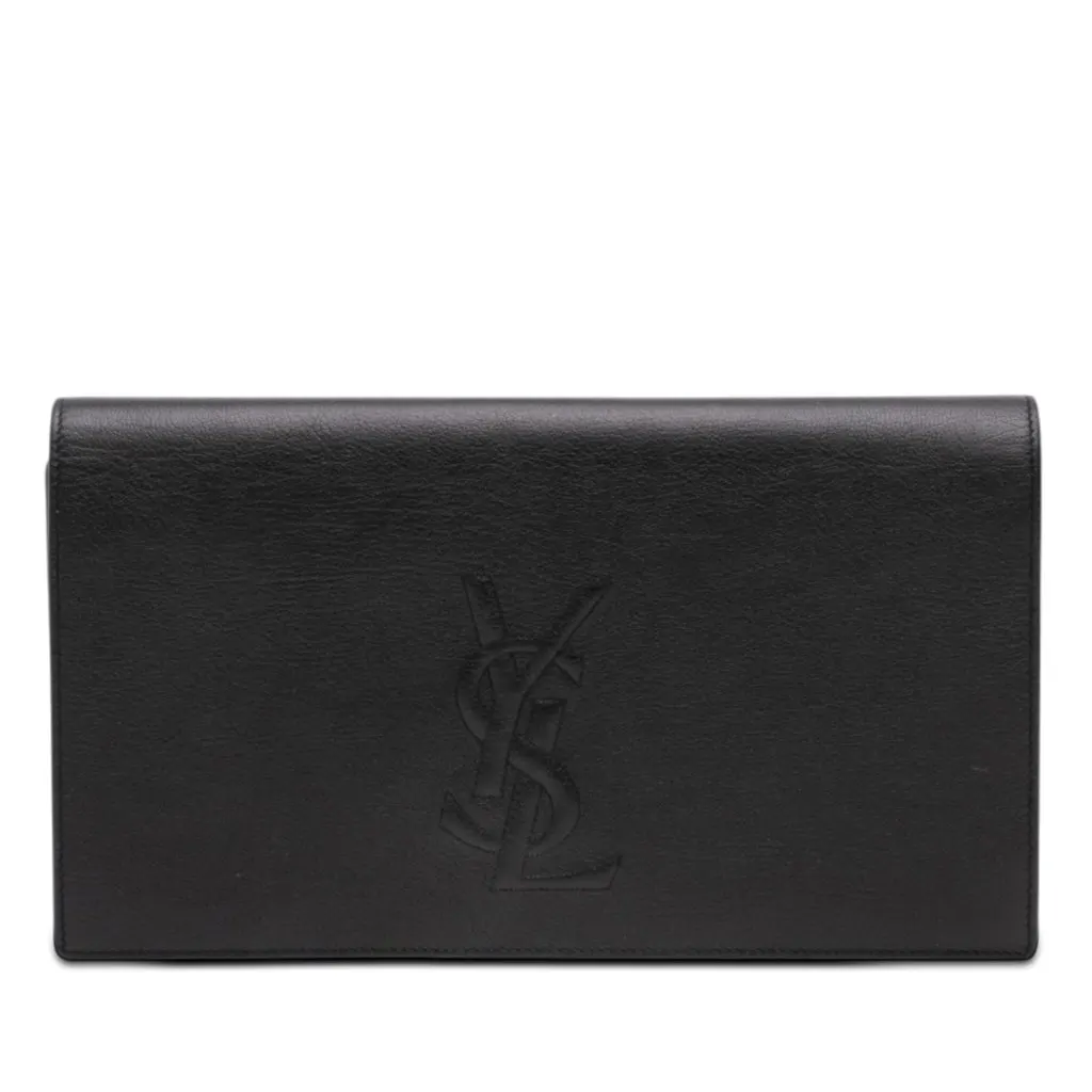 Saint Laurent Large Calfskin Monogram Belle De Jour Clutch Black Leather Very good - Front View