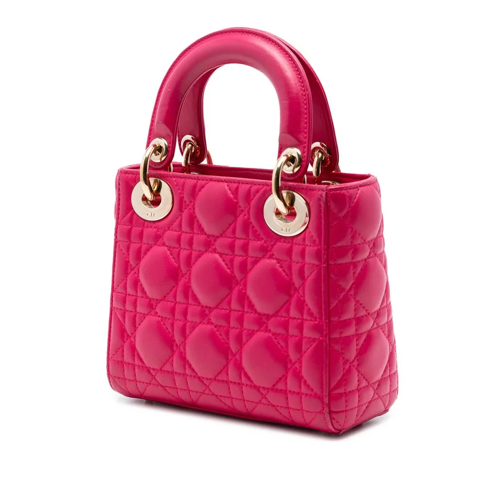 Dior Mini Lambskin Cannage Lady Dior Pink Leather Very good - Back View