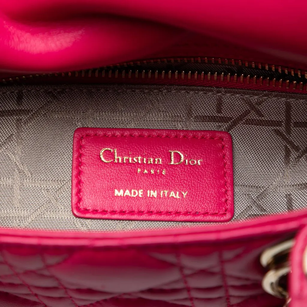 Dior Mini Lambskin Cannage Lady Dior Pink Leather Very good - Box View