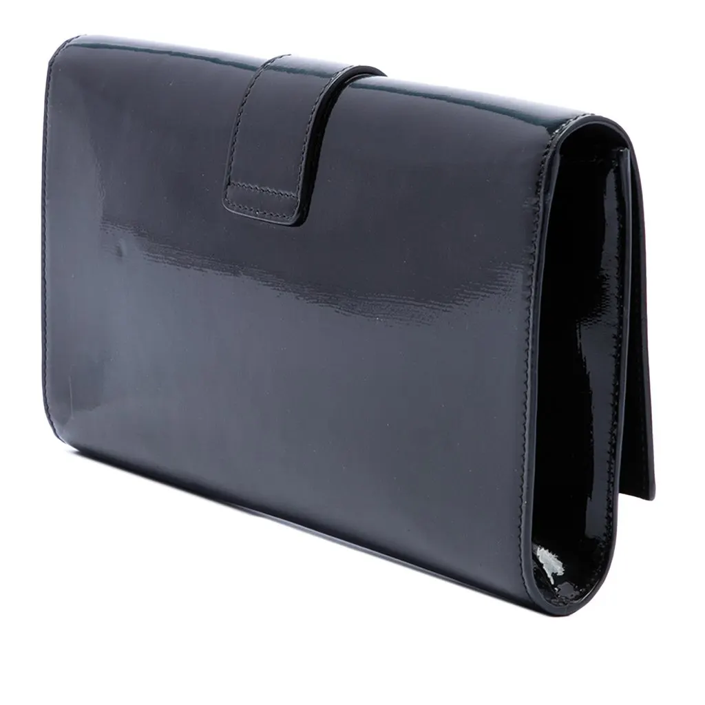 Saint Laurent Patent Chyc Ligne Clutch Black Leather Very good - Back View
