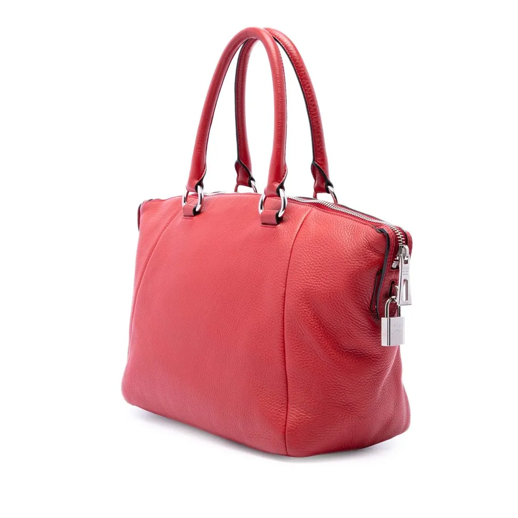 Prada Vitello Daino Double Handle Satchel Red Leather Very good - Back View