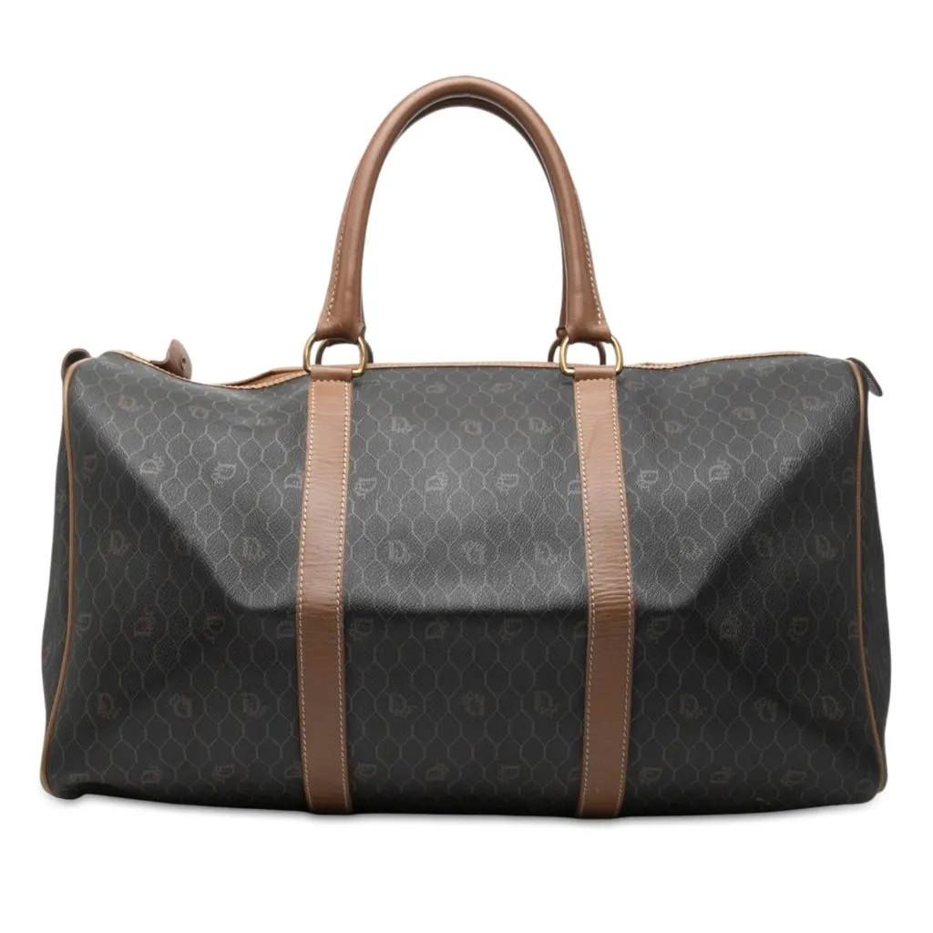 Dior Honeycomb Coated Canvas Travel Bag Black Very good - Front View