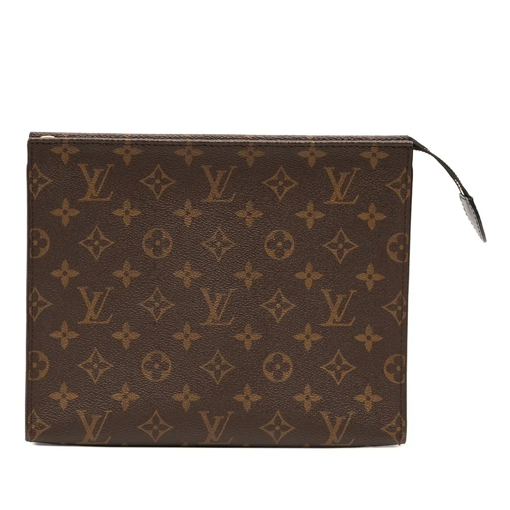 Louis Vuitton Monogram Toiletry Pouch 26 Brown Canvas Good - Front View