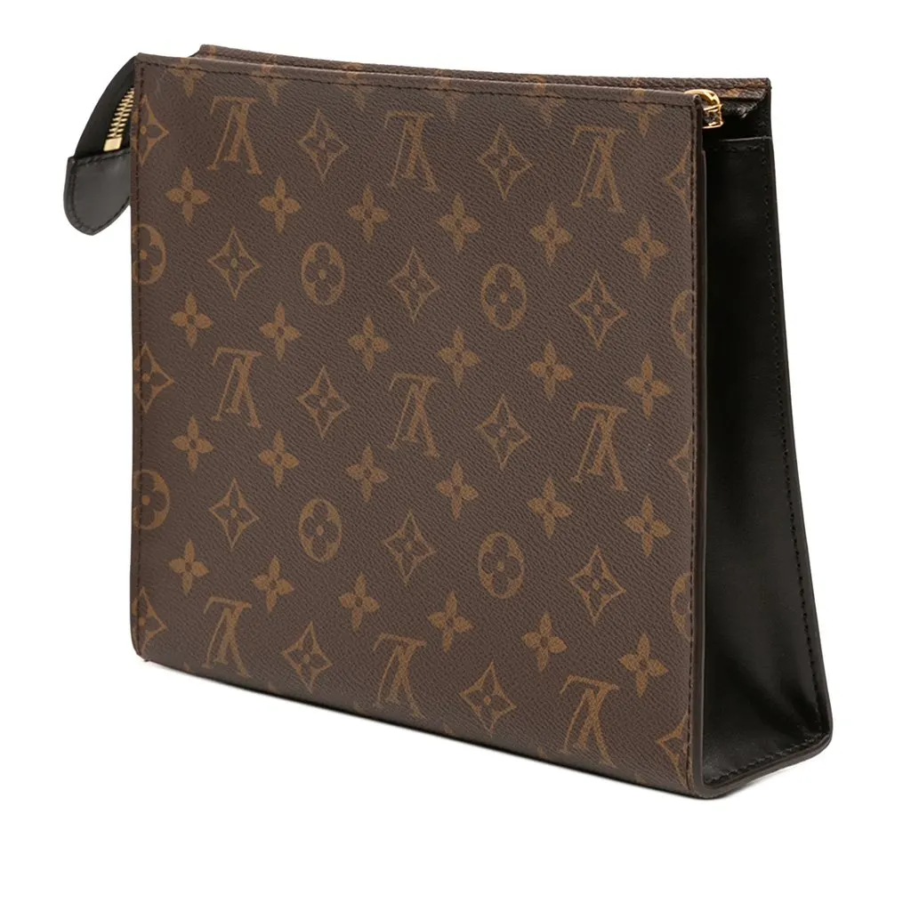 Louis Vuitton Monogram Toiletry Pouch 26 Brown Canvas Good - Back View