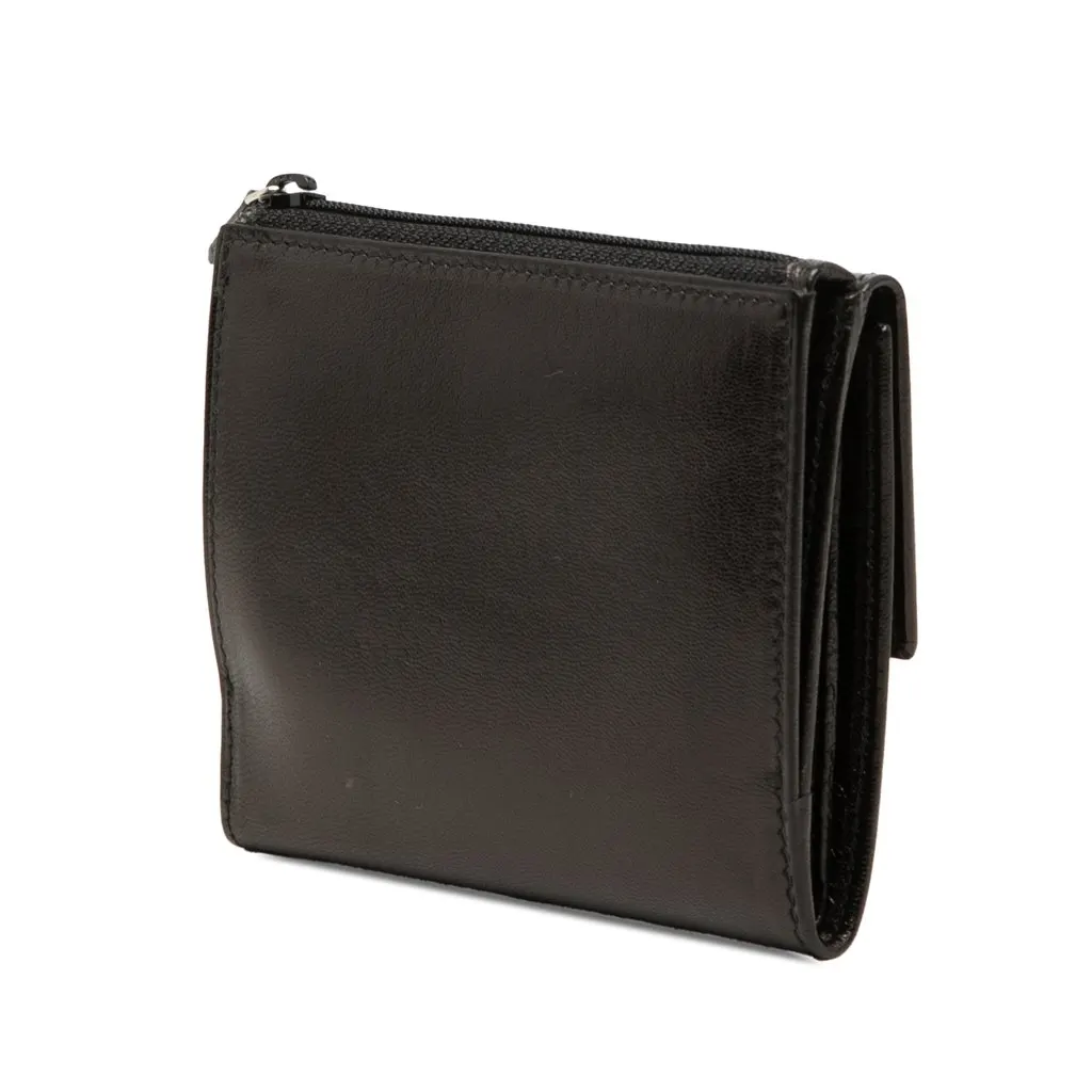 Gucci Calfskin Metal Clasp Bifold Small Wallet Black Leather Very good - Back View
