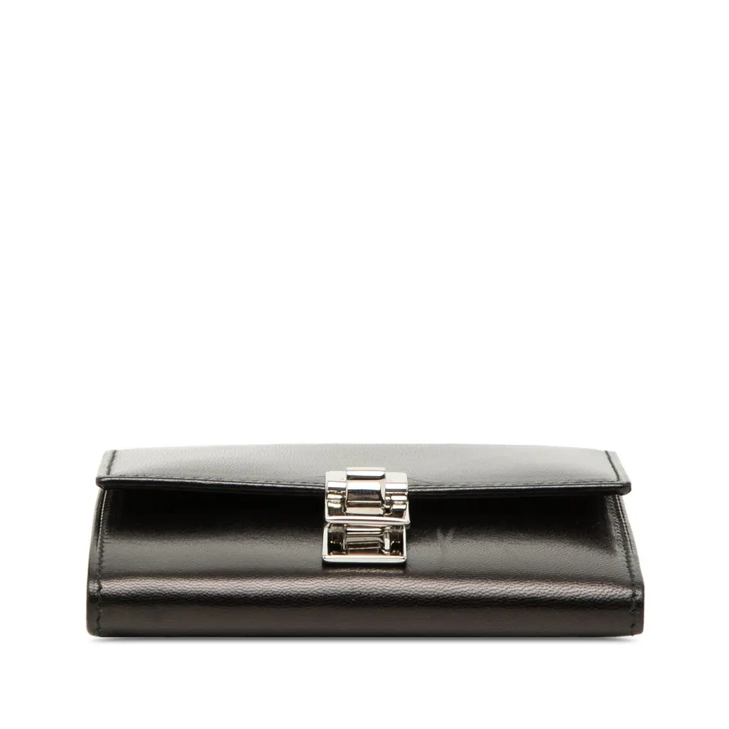Gucci Calfskin Metal Clasp Bifold Small Wallet Black Leather Very good - Inside View