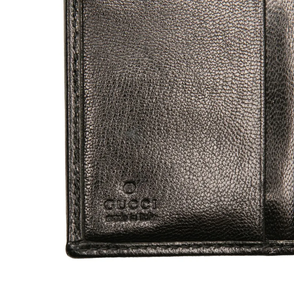 Gucci Calfskin Metal Clasp Bifold Small Wallet Black Leather Very good - Box View
