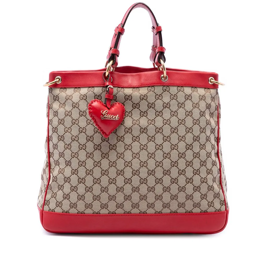 Gucci Medium GG Canvas Valentine Top Handle Bag Beige Very good - Front View