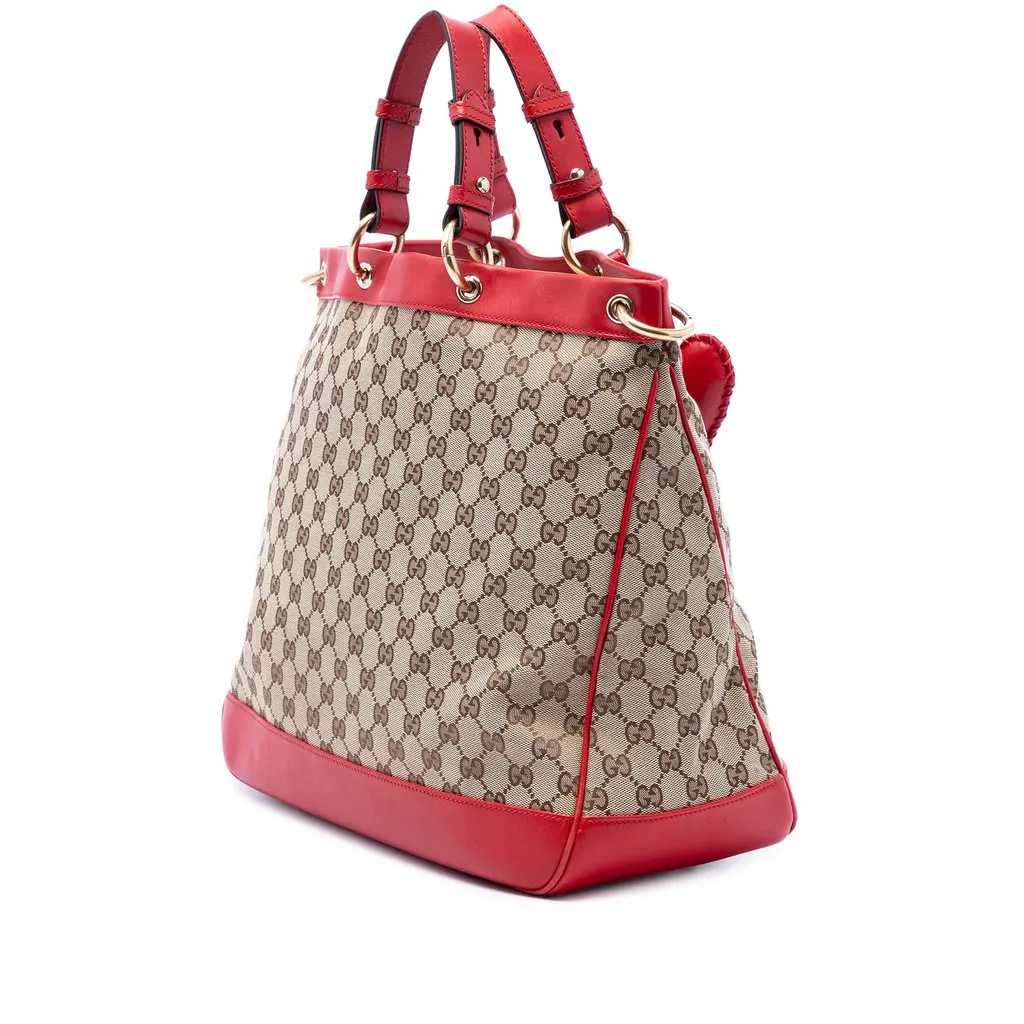 Gucci Medium GG Canvas Valentine Top Handle Bag Beige Very good - Back View