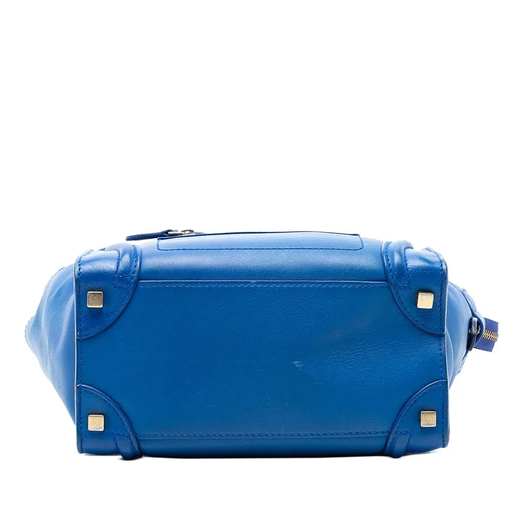 Celine Micro Smooth Calfskin Luggage Tote Blue Leather Very good - Inside View