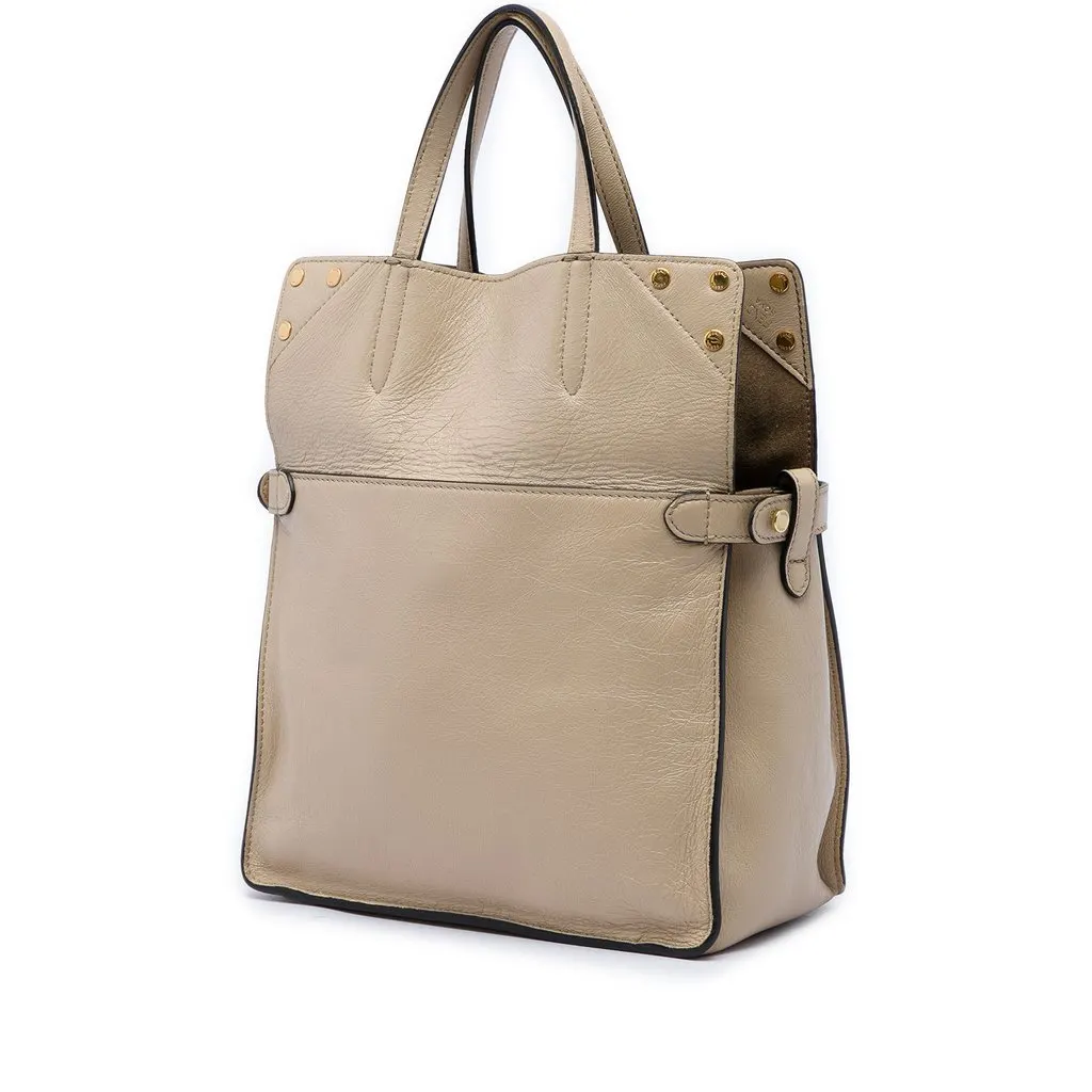 Fendi Vitello Grace and Suede Flip Satchel Beige Leather Very good - Back View