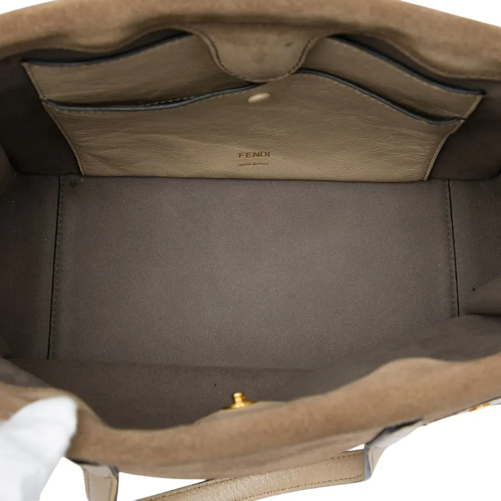 Fendi Vitello Grace and Suede Flip Satchel Beige Leather Very good - Model View
