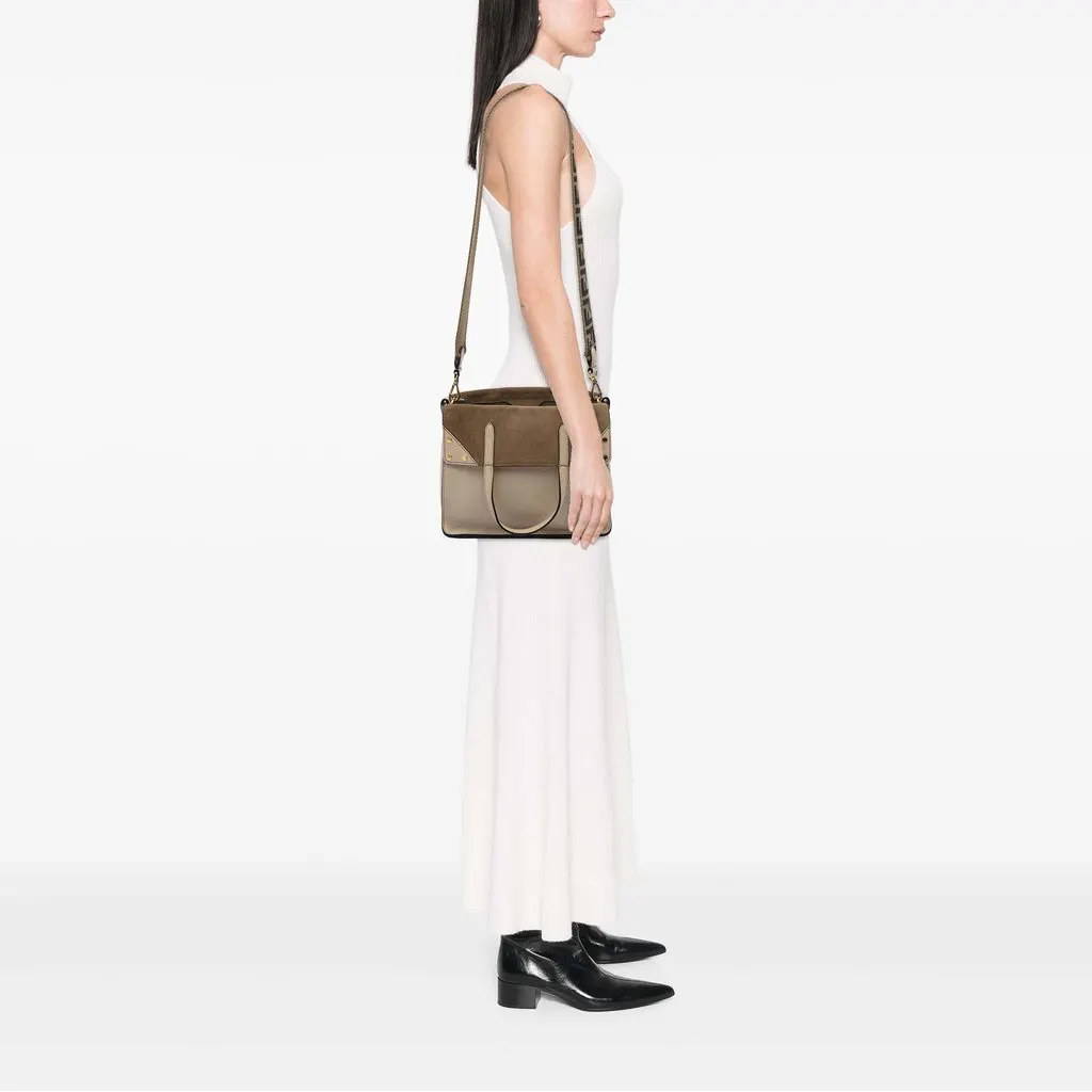 Fendi Vitello Grace and Suede Flip Satchel Beige Leather Very good - Box View